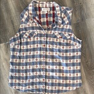 Shyanne Sleeveless Plaid Button-Up Shirt sz xl